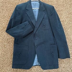 Vintage LeBaron California Clothes Blazer Ultra Suede Blue Jacket Mens 42L Lined